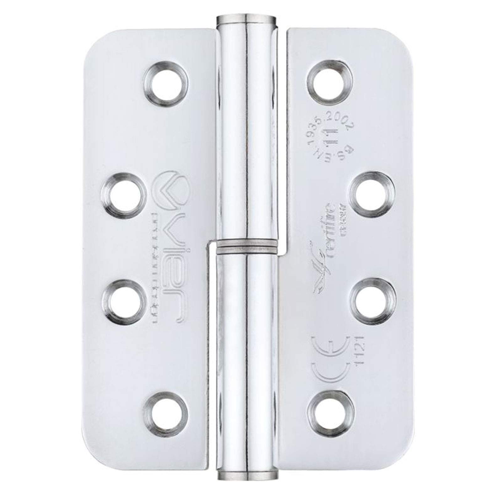 Grade 11 Lift Off Hinge Steel - Radius - 102mm x 76mm x 3mm - Left Hand - Polished Chrome