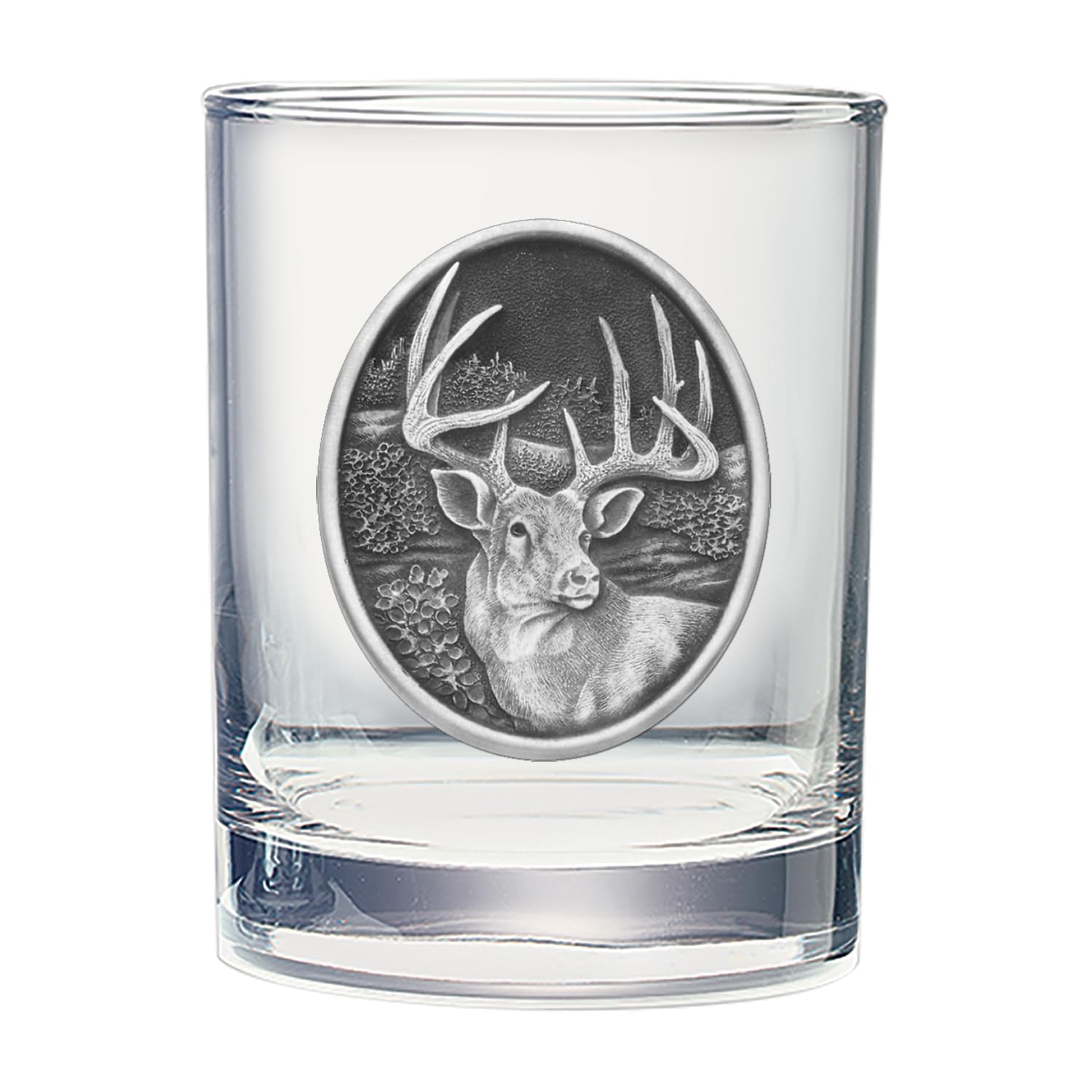 Heritage Pewter White Tail Deer Double Old Fashion | Double Rocks Glass 14 OZ for Liquor | Expertly Crafted Pewter Glass