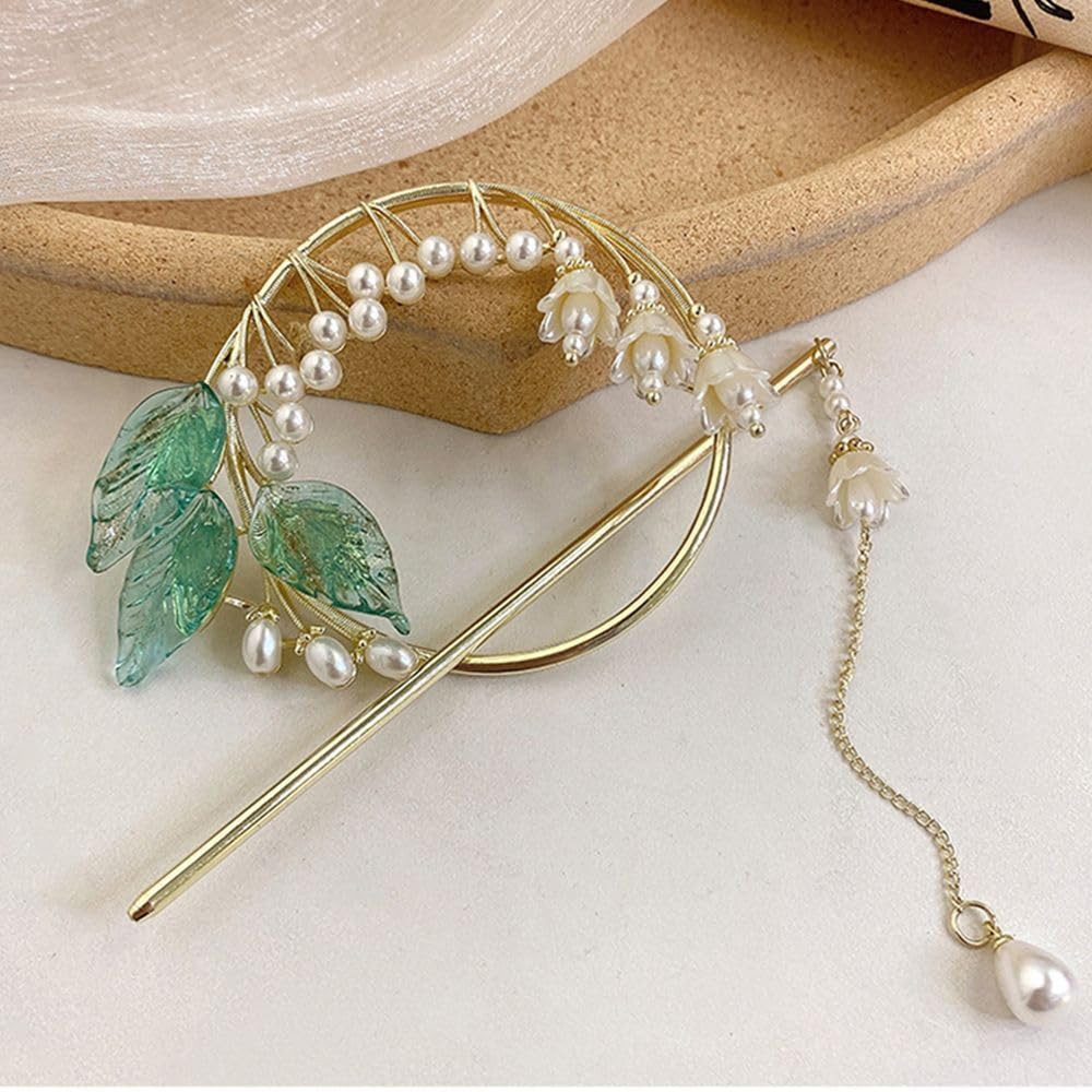 1Pcs Chinese Style Metal Hair Sticks With Tassels Sweet Bell Orchid Pendant Metal Hair Fork Hair Accessories For Women And Girls (Multicolor)-image-12
