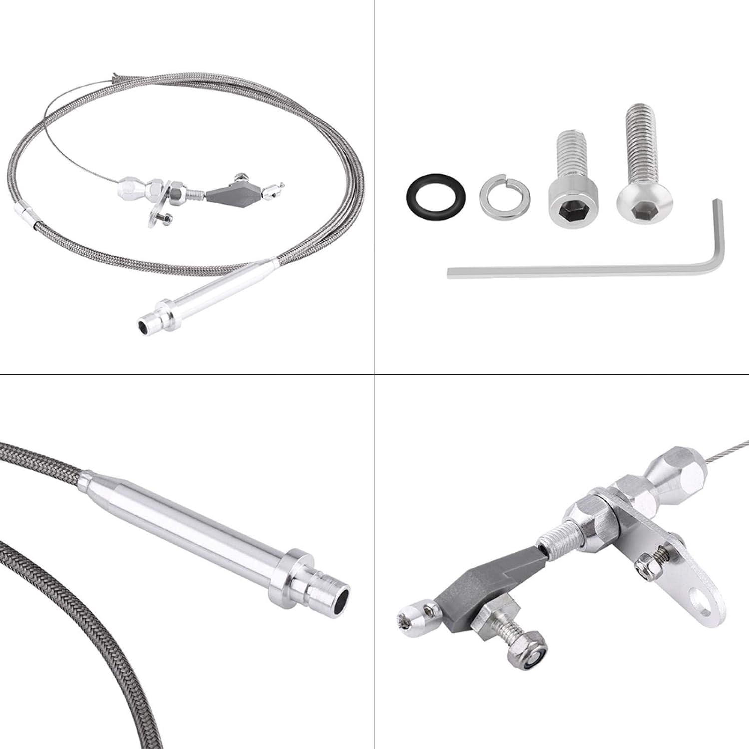 Kick Down Cable,Yctze Stainless Steel Braided Kick Down Cable Detent Kickdown Replacement For Chevy TH350 for th350 kickdown cable 71 350 turbo th350 kickdown