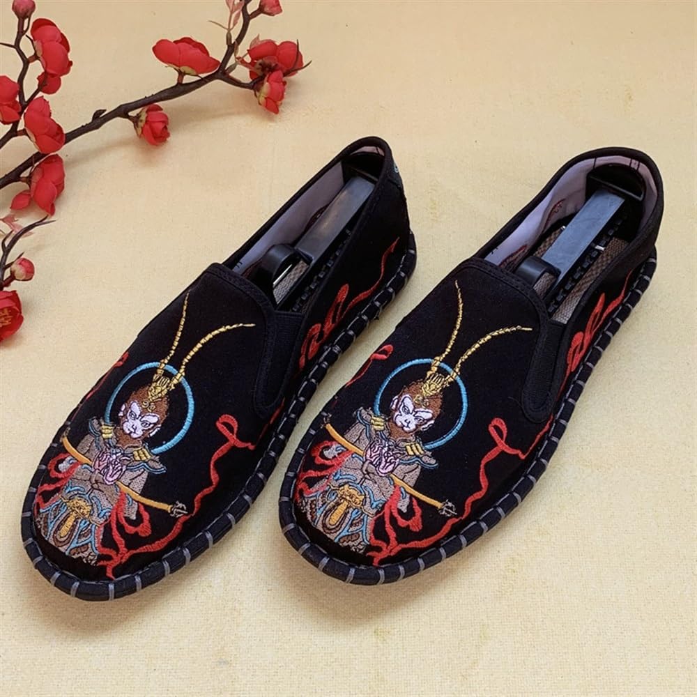 Scarpe Ricamate Scarpe Cinesi Kung Fu Tai Chi Scarpe Unisex Tradizionali Cinesi Della Vecchia Pechino Antiscivolo Traspirante Abbigliamento Quotidiano Slip On Scarpe Per Coppie ( Color : Black-01 , Si
