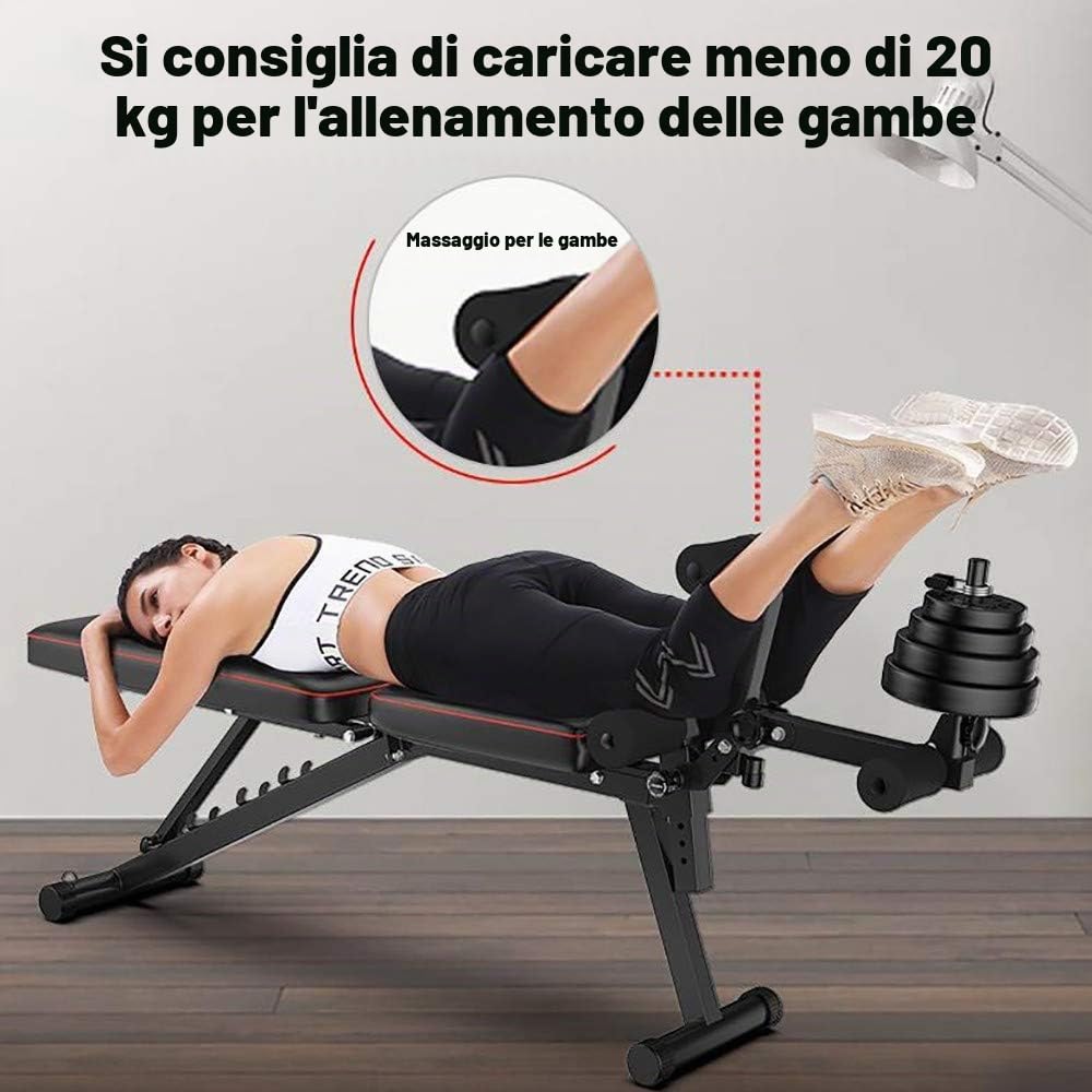 GJXJY Banco Manubri Panca Allenamento Regolabile, Multifunzione Panca Fitness Panchina Peso con Leg Extension E Leg Curl, Posizioni Regolabili Panca for Full Body Workout
