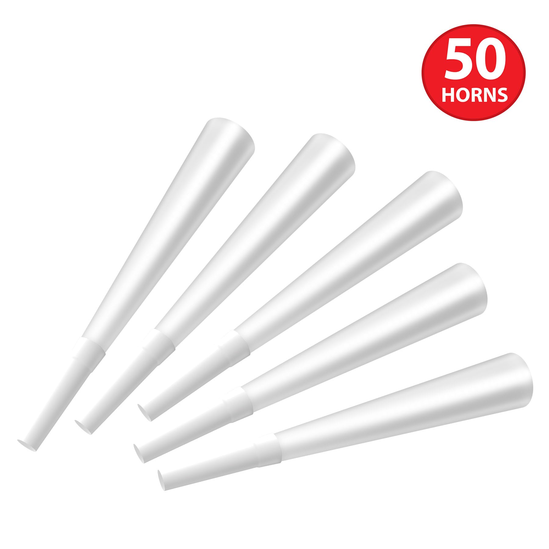 Beistle Whiteout Neujahrssortiment für 50 Personen - Silvester-Kit mit 25 Hi-Hats, 25 gefiederten Diademen und 50 Folienhörnern 22,9 cm - Elegantes Mitternachtsfeier-Zubehör für NYE Ball Drop Partys
