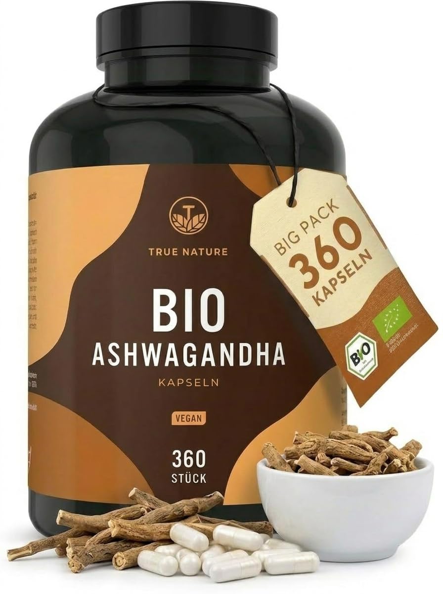 Bio Ashwagandha – 360 Kapseln BIG PACK (2600 mg pro Tag, 90 Tage)