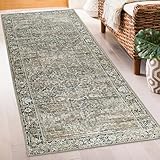 ReaLife Rugs Machine Washable Area Rug Runner - Living Room Bedroom Bathroom Kitchen Entryway Office - Padded Low Pile Stain Resistant Premium - Boho Farmhouse Vintage - Lyle - Brown 2'6' x 8'