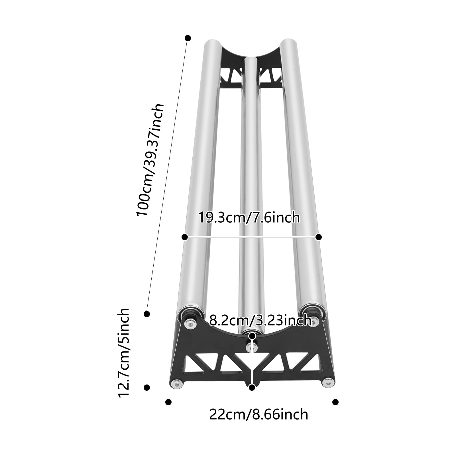 Porte-rouleau en acier inoxydable, 100 x 22 x 12,7 cm, pour la publicité, l'habillement, l'électronique