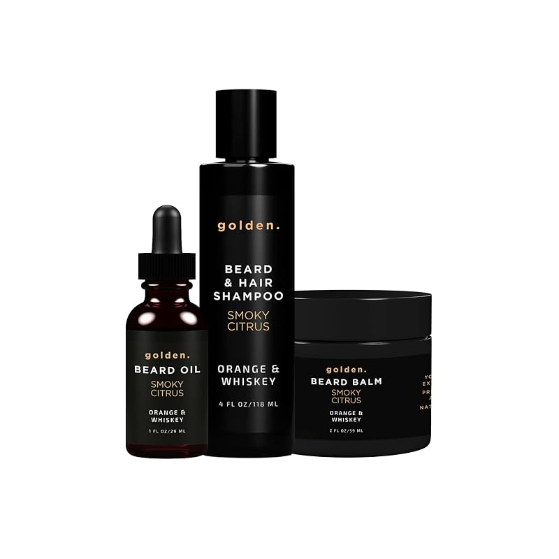 Golden Grooming Company Kit para Barba Smoky Citrus com Shampoo, Bálsamo e Óleo