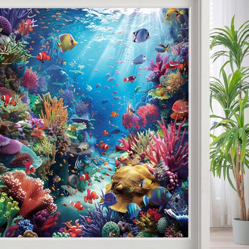 Vinilo decorativo de ventana Frosted Modern Fish 15.7x23.6 pulg miniatura 1