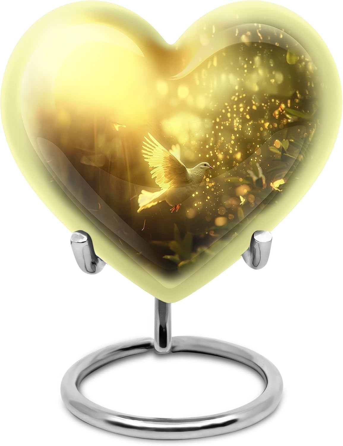 Flying Dove Urns - Heart Urns for Human Ashes - 3 Inch Urns - Urns for Human Ashes Adult Man - Small Urn for Ashes Keepsake - Cremation Urn - Yellow Urns for Human Ashes Adult - Keepsake Urns