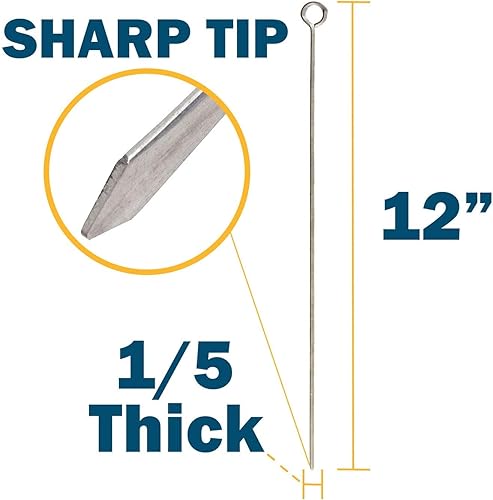 Miniatura 2 de Blue Donuts Paquete de 24 brochetas Kabob para asar a la parrilla de 12 pulgadas accesorios de parrilla para barbacoa acero inoxidable