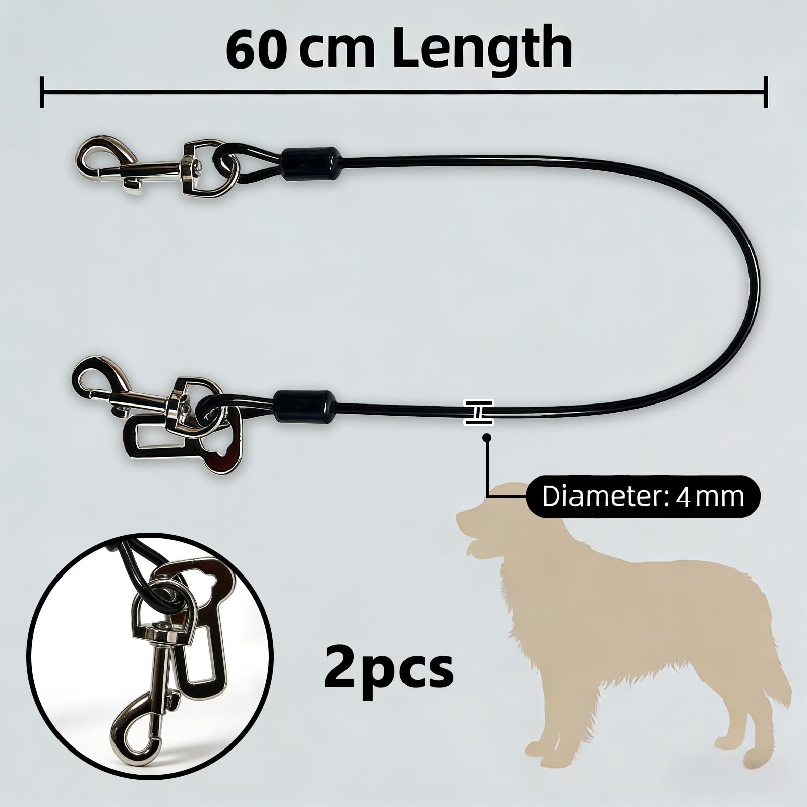 Cinturón de Seguridad para Perro y Coche, Homologado, Resistente a Mordeduras, de Alambre de Acero, Ideal para Todos los Perros, Compatible con Vehículos Variados — view 6