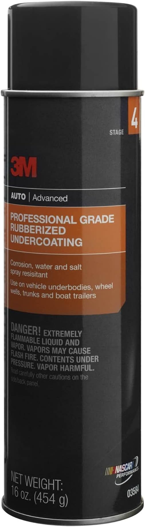 3M Professional Grade Rubberized Undercoating, Corrosion, Water and Salt Spray Resistant, 03584, 16 oz. Aerosol | Multi-Purpose Protective Coating for Cars Trucks RVs, Rust Proofing Black Spray Paint, Undercoating Paint Sprayer