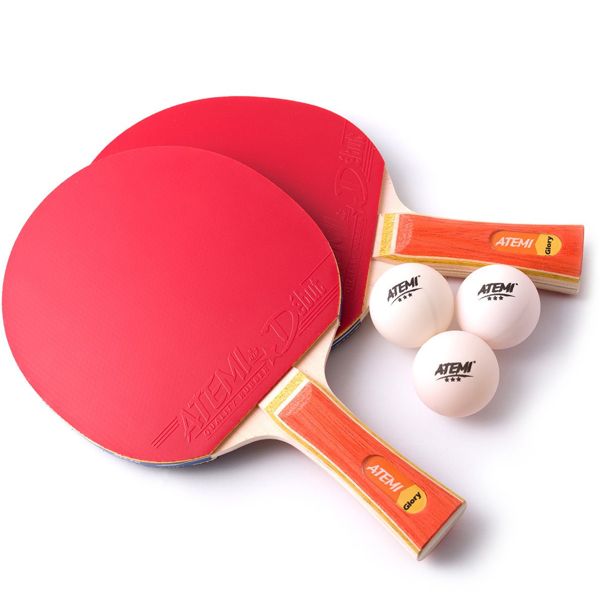 Atemi Set De Ping Pong (2 X Raquettes, 3 X Balles) Série Glory - Raquettes Et Balles 3 Etoiles Approuvés par L’ITTF, pour Débuta