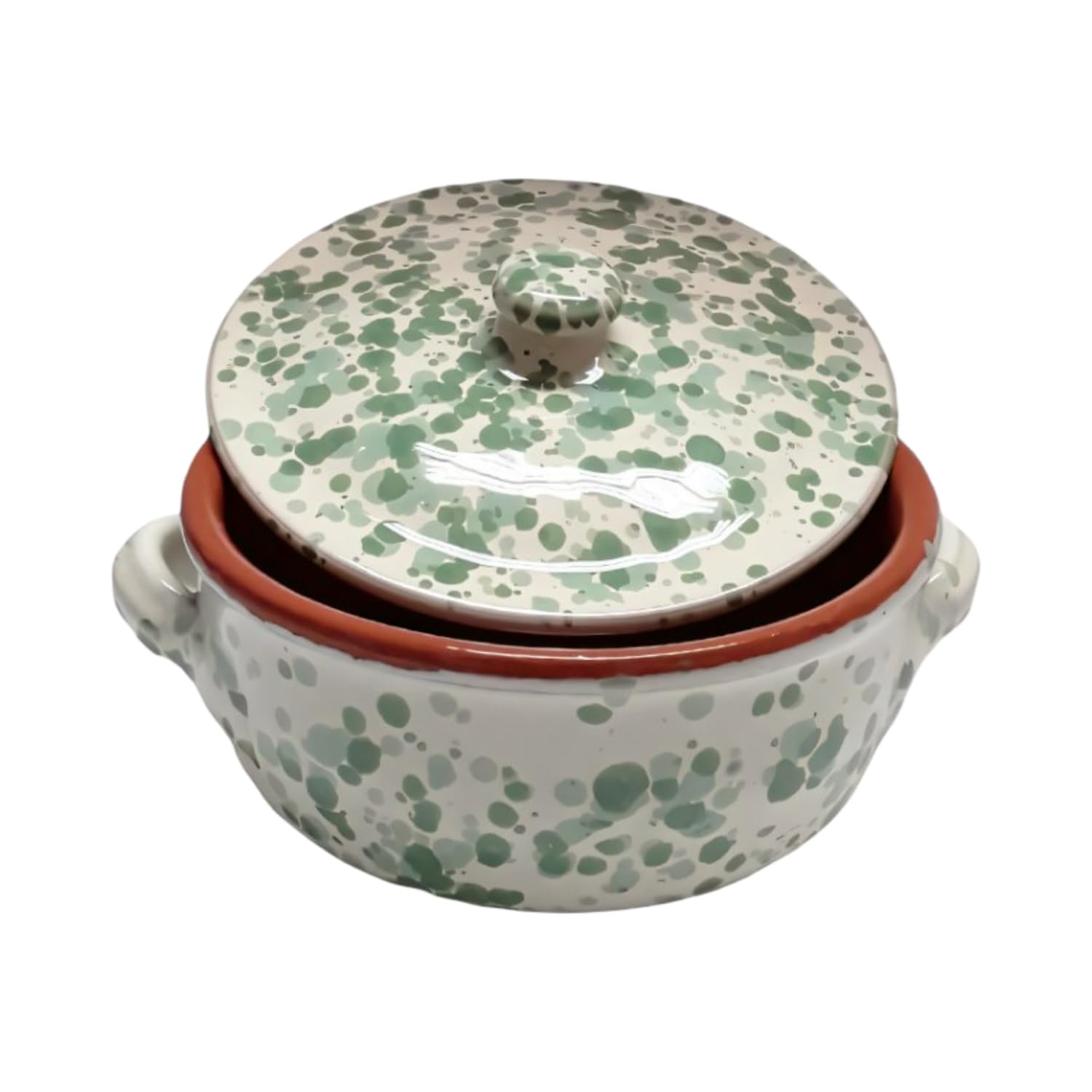 Sicignano Casseruola Terracotta 24 cm con Coperchio, Linea Familia, Made in Italy per Cucina Sana, Adatta a Forno e Gas, Salvia e Salvia Scuro