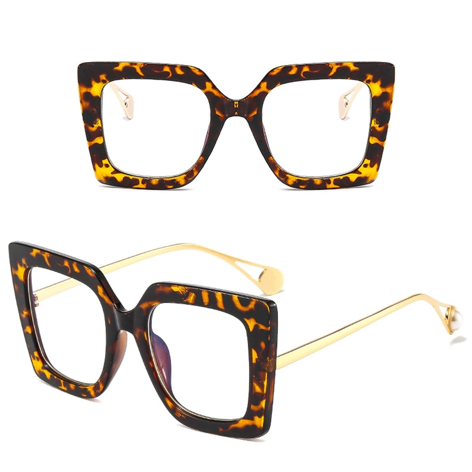 Trendige Brillenfassungen for Computer | Nicht verschreibungspflichtige Lesebrille aus Kunststoff, PC-Linse, Vollrandbrille(Tea)