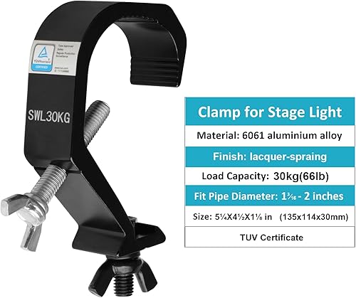 Miniatura 3 de heneng 5 abrazaderas C para luz de escenario, se adapta a armadura de diámetro exterior de 1.18 a 2 pulgadas, gancho de abrazadera para iluminación