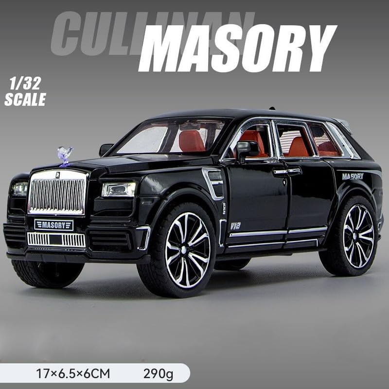 Image of Kids Model 1:32 RR Cullinan Masory Die Cast Metal Car Pull Back Action Opening Doors with Realistic Engine Sound Lights Toy Car Gift for Boys - Multi