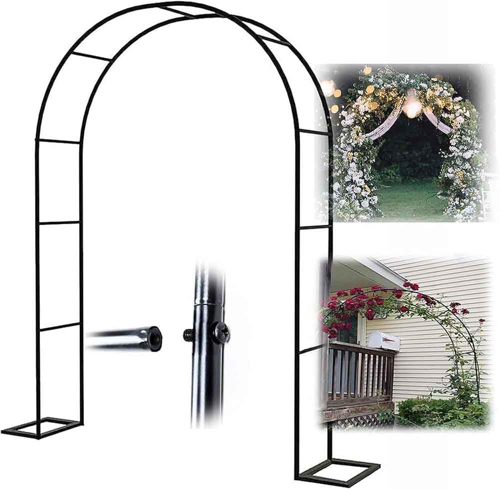 Black Steel Garden Arbor Wedding Arch Metal Arbour Pergola Tubular Frame Trellis Archway for Climbing Plant Roses Vines 120Cm 140Cm 240Cm Wide,Green,W1.4M*H2.3M
