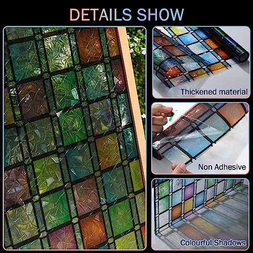 VELIMAX Vinilo Decorativo para Ventana, Efecto Vidrio Teñido, 35.4x78.7 in miniatura 4