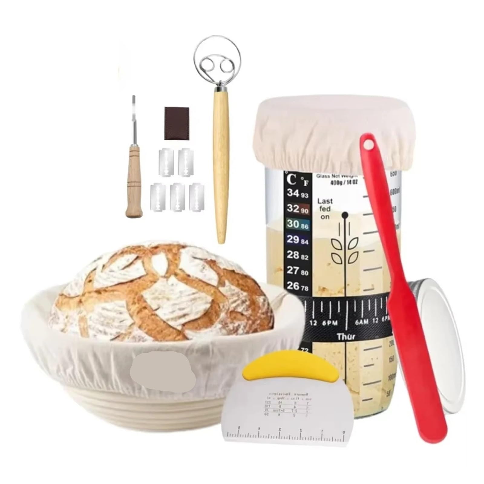 Sourdough Starter Kit Marked Feeding Band For Baking Enthusiasts Supplies For Bread(5.3inch 15pcs)