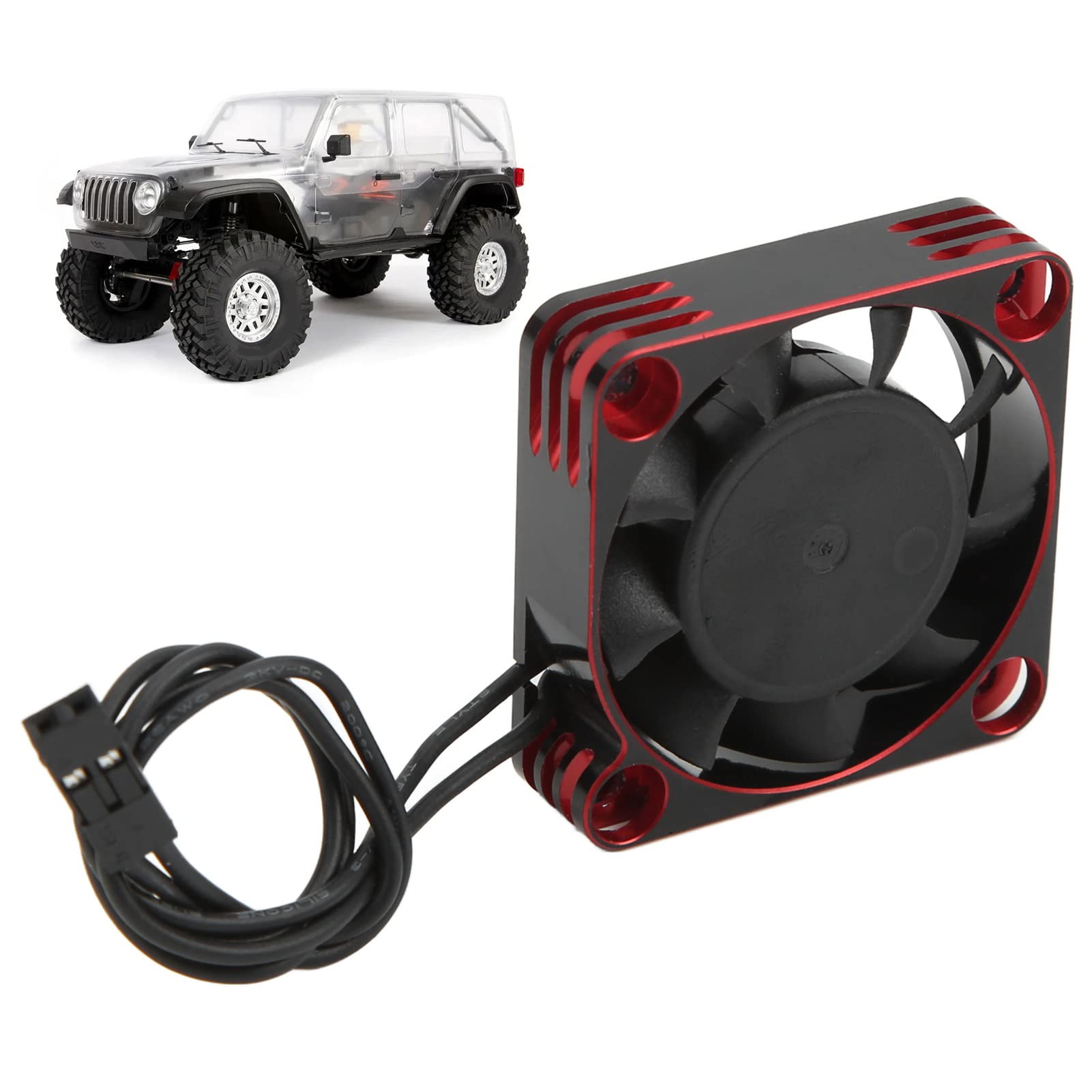 Ventola Motore RC, Semplice Ventola di Raffreddamento Motore RC 28000 RPM Connettore JST 40x40 mm conveniente ad Alta velocità per Motore Diametro 36 mm(Rosso),accessori per modelli di auto