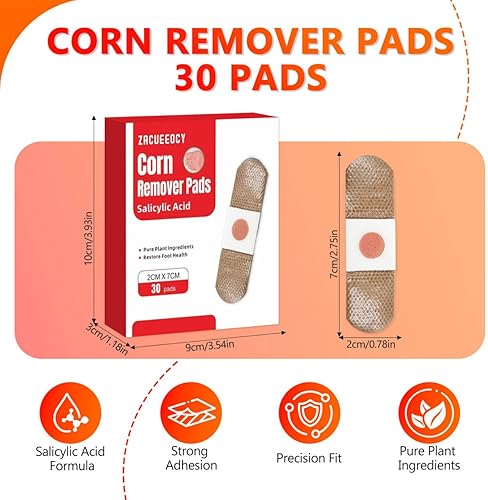 Miniatura 2 de Almohadillas removedoras de maíz para pies paquete de 30 unidades con tratamiento extra fuerte con ácido salicílico al 40% - vendajes medicados