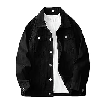 ジャケット・アウター denim over shirt jacket vintageblack Men's Denim Jacket, Spring and Autumn Retro Workwear Jacket