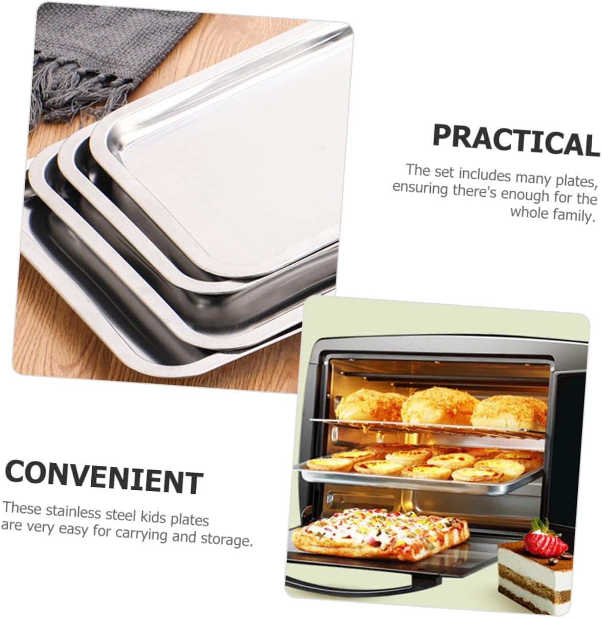 VALICLUD 4Pcs Stainless Steel Plates Metal Dinnerware for Deep Design to Prevent Spills for Self Feeding Camping Picnics and Home Use