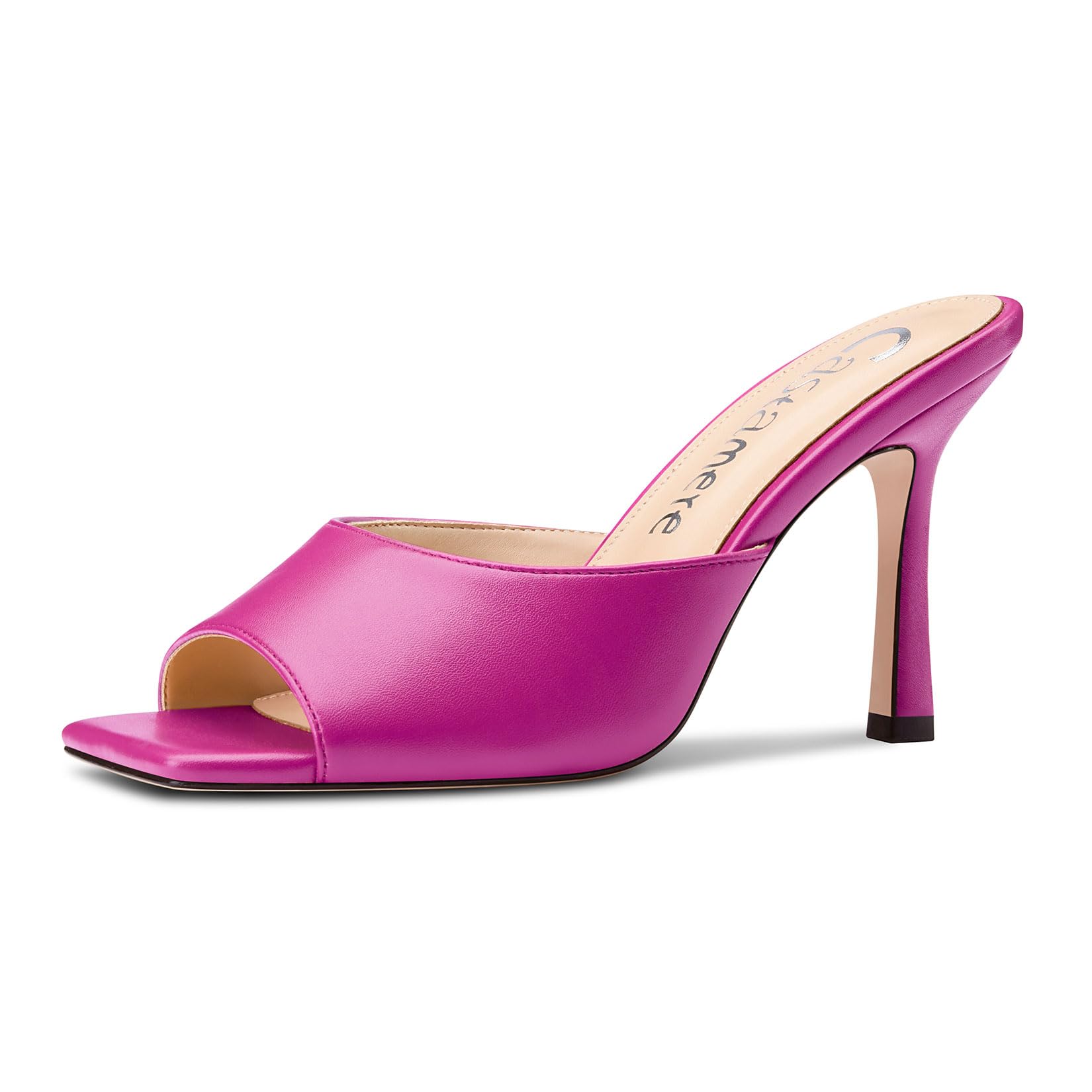 Castamere Square Open Toe Heeled Sandals for Women High Stiletto Heels Slip-on Mules Dress Comfortable Casual Summer Shoes 3.5 Inches Heels