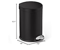 Vista 6 de Simplehuman - Cubo de basura redondo para baño con pedal, de 4.5 litros / 1.2 galones, color negro mate