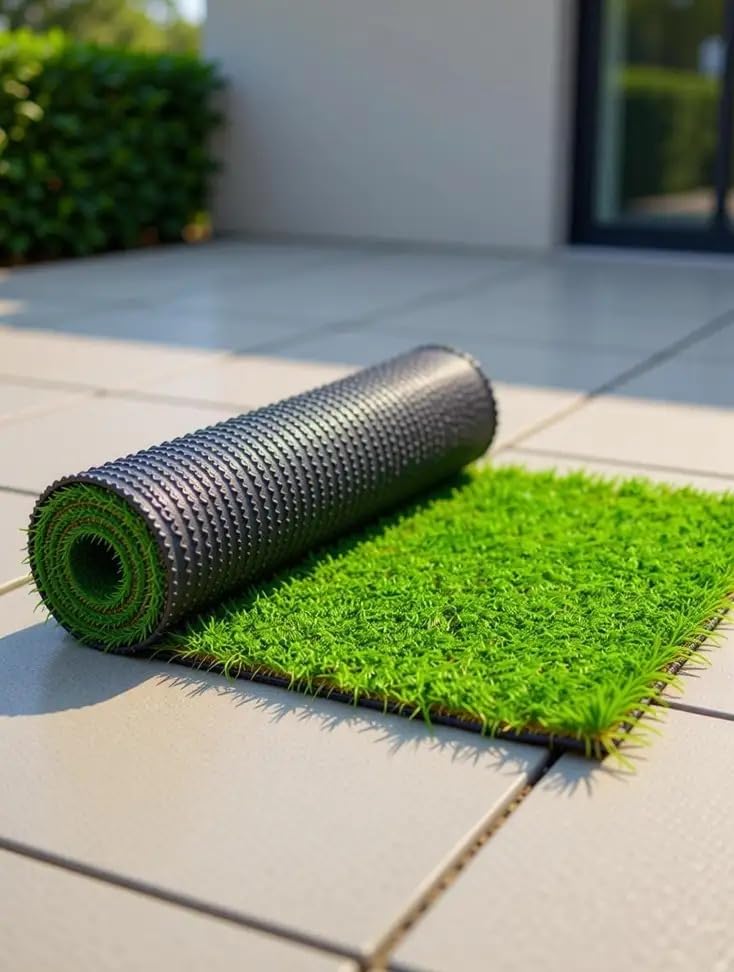 25mm Artificial Grass Mat for Balcony | Green Grass Carpet for Balcony | All-Weather Home and Office Edition (Size - 1.5 X 8 Feet | Green Grass Capet for Balcony)