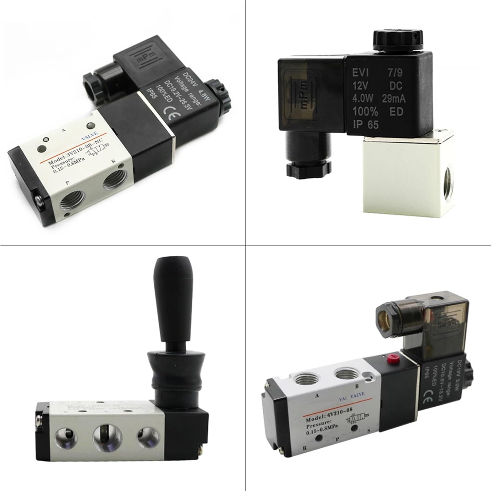 Umatic 4H210-08 3V210-08 4V210-08DC12V DC24V AC110V AC220V Air Directional Control Valve Gas Magnetic(4v210-08 12v,No Joint)