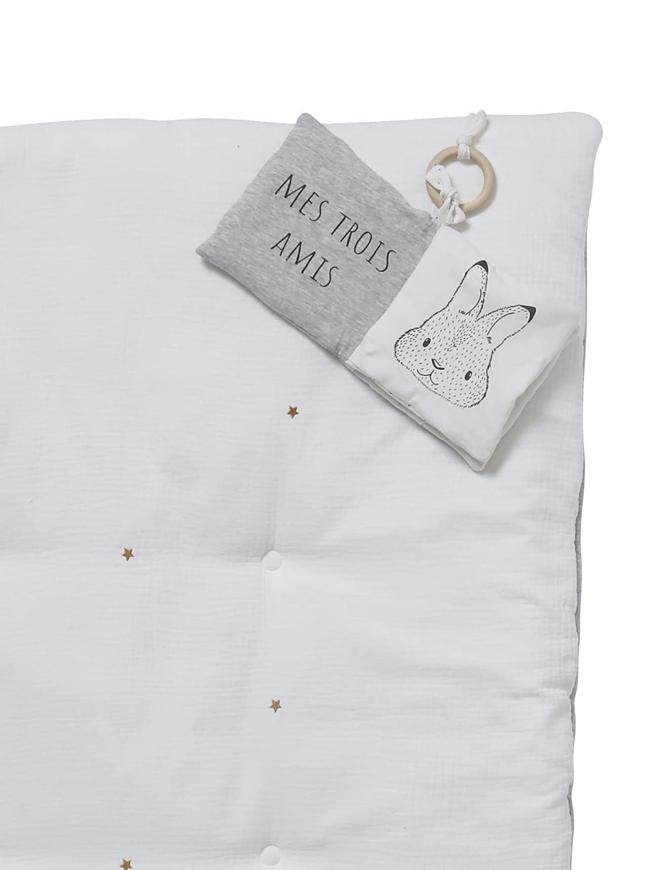 VERTBAUDET Bogenfreier Aktivitätsbereich aus Bio-Baumwoll-Chiffon, Mittelgrau glatt mit Motiven, Einheitsgröße