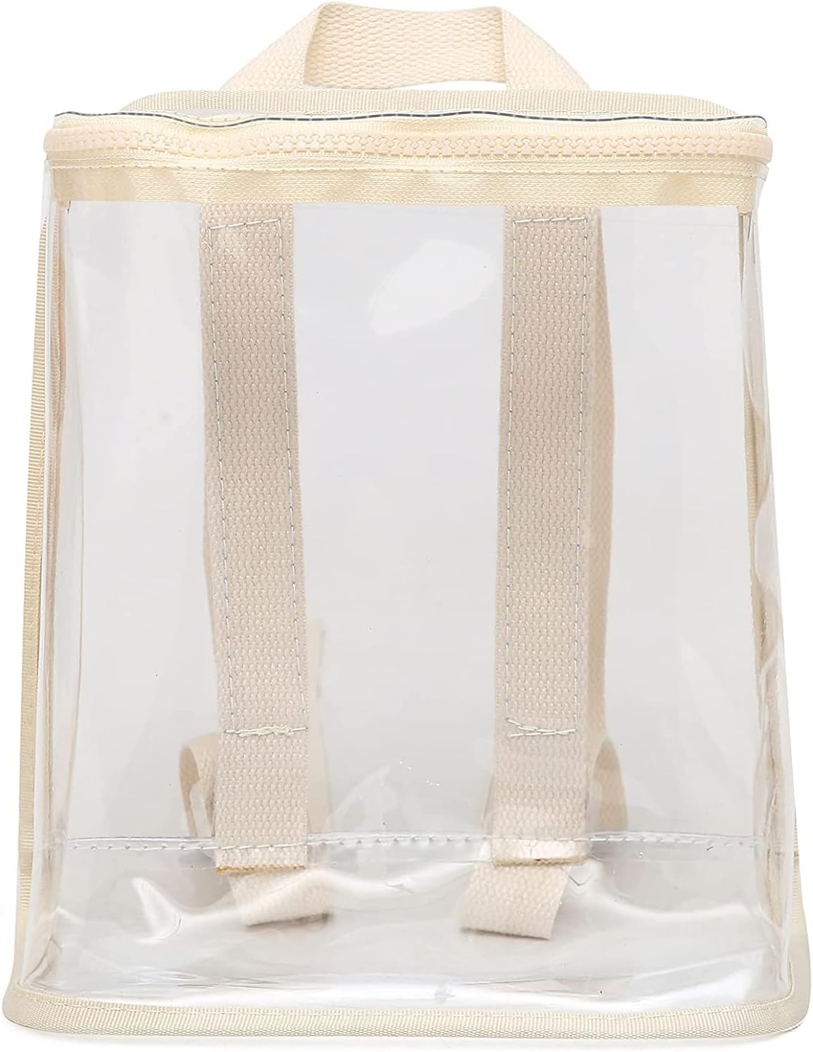 Clear Backpack See Through Plastic Heavy Duty Clear Bookbag Colorful Beach Bag for School Work Concert College Stadium Boys and Girls (White)
