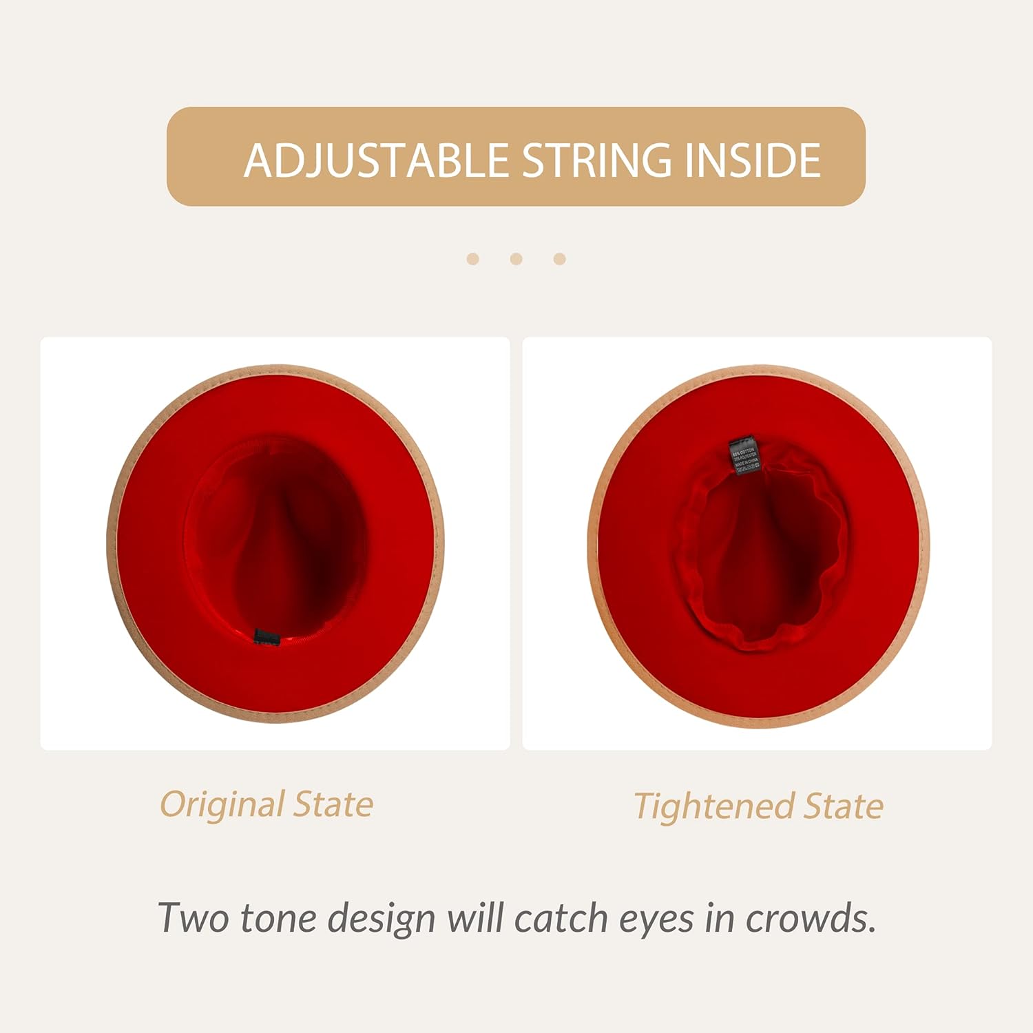 jingsha Fedora Hats for Men & Women Wide Brim Fedora Felt Panama Hat Men's Dress Hats with Belt Buckle - Image 4