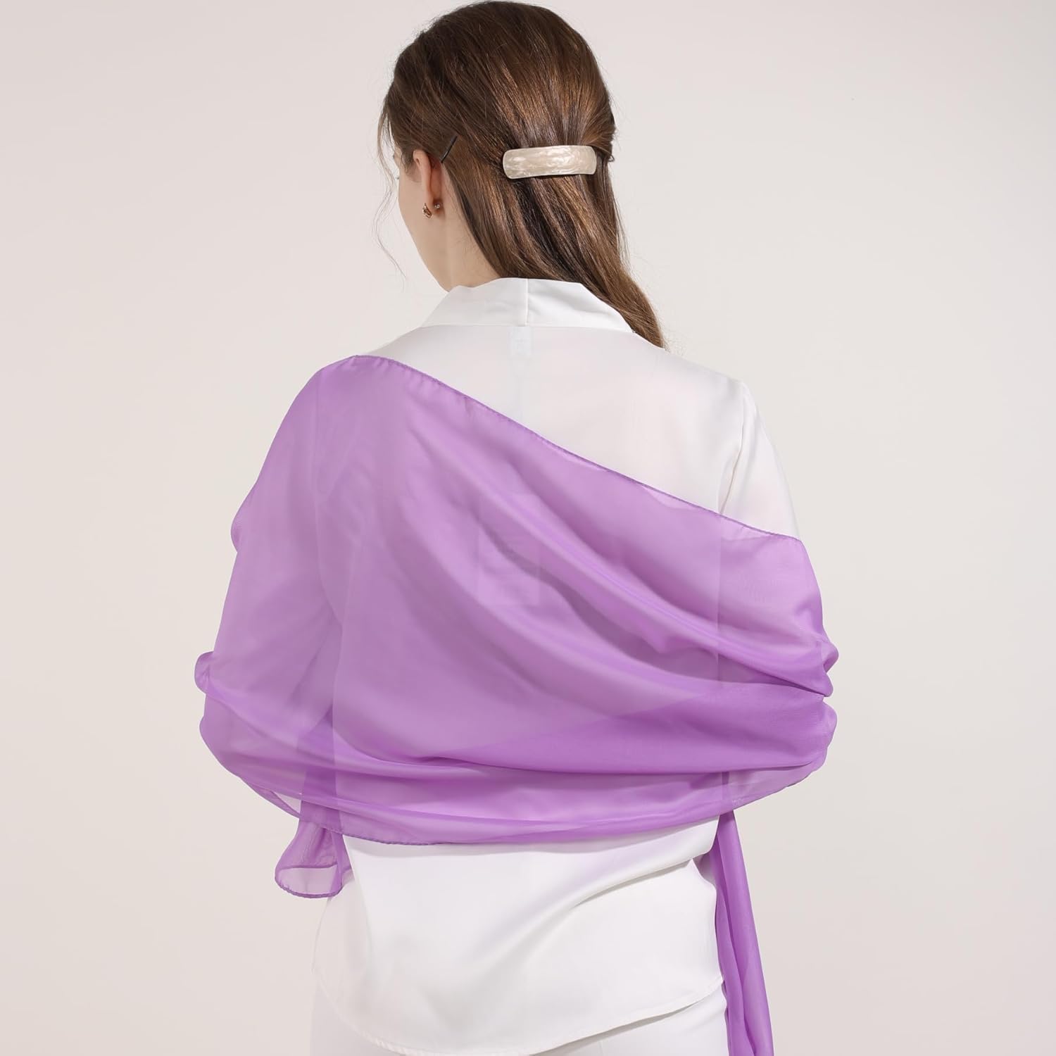 Women's Solid Chiffon Scarf, Soft Sheer Lightweigt Neck Scarves for Wedding Halloween Party - Image 6
