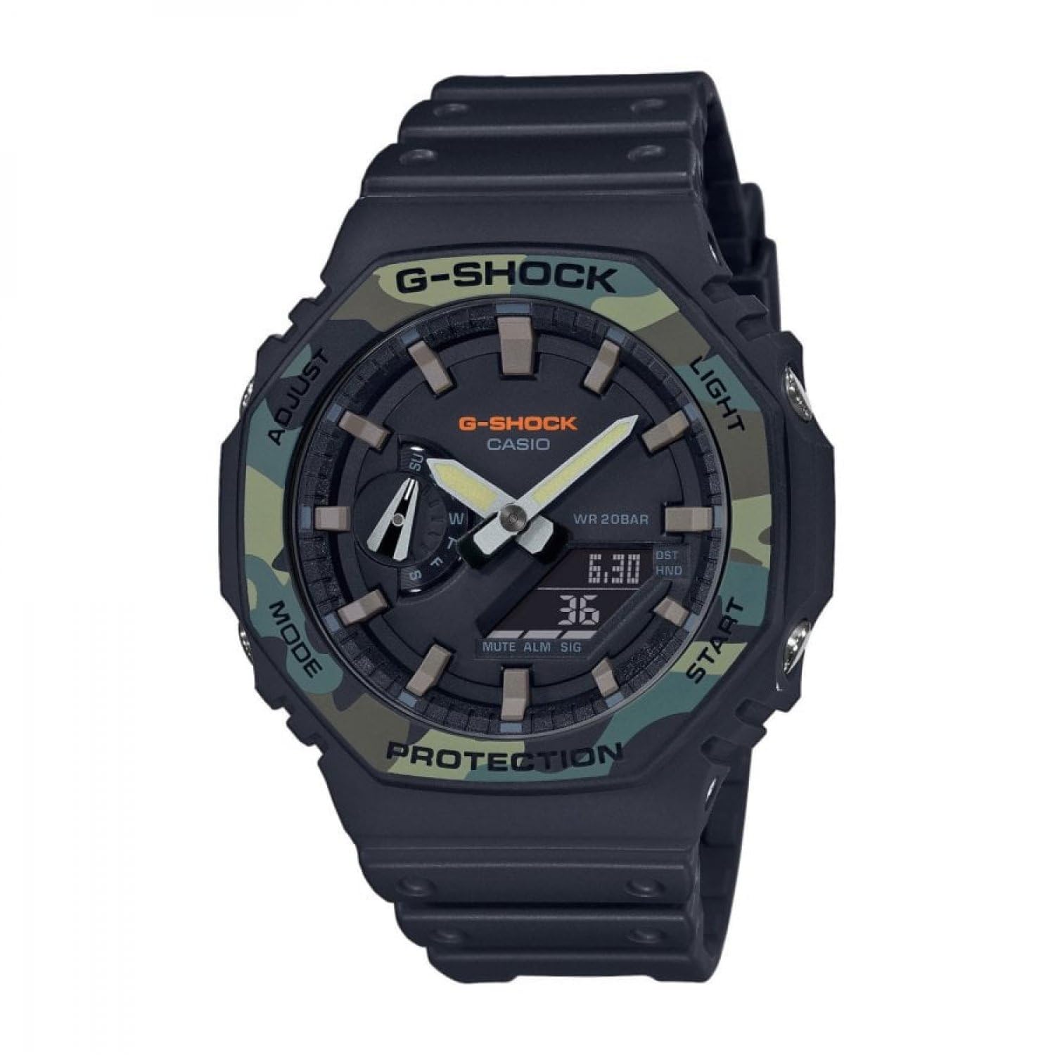 Casio Unisex 45.00mm Quartz Watch with Black Analogue dial and Black Resin Strap GA-2100SU-1AER