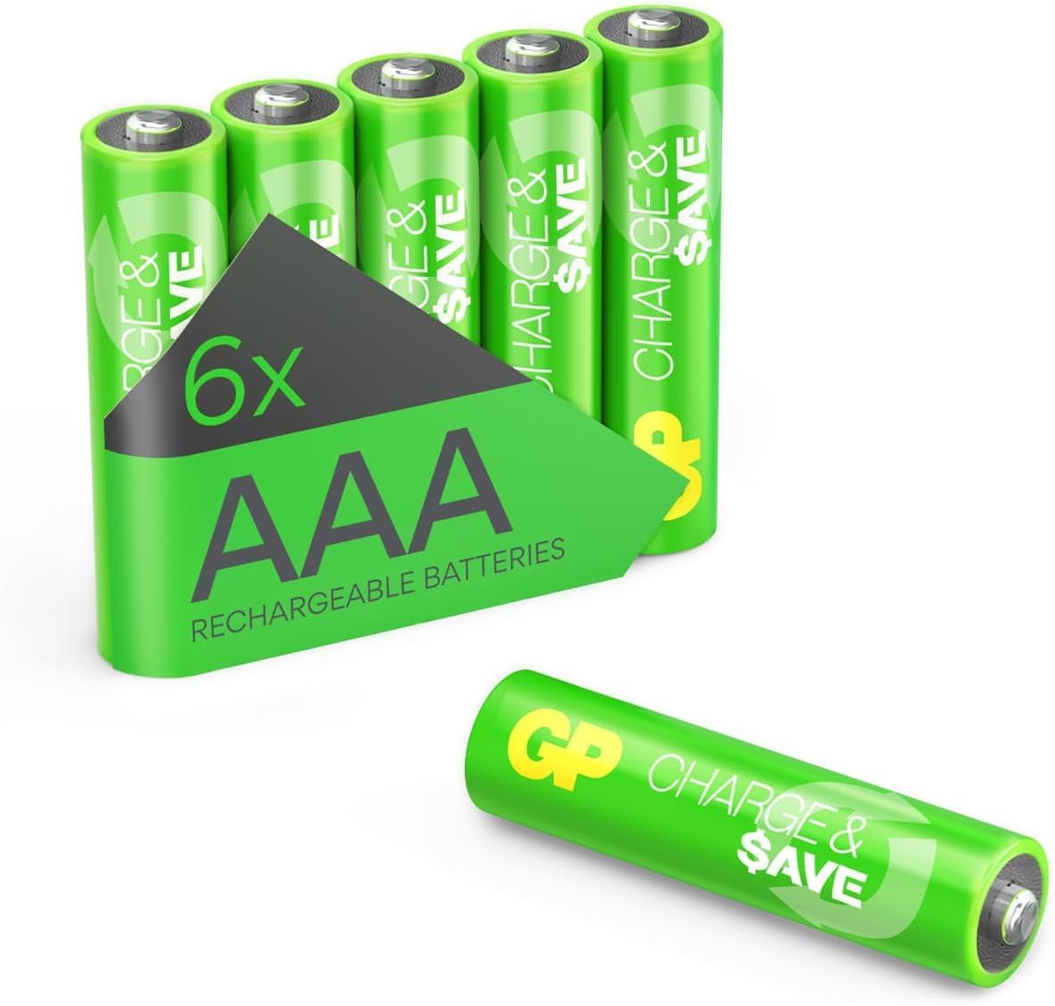 Pilas Recargables AA GP - Paquete De 6, Alta Capacidad, Recargables Más De 100 Veces, Precargadas