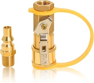 1/4" RV Propane Quick Connect Adapter Fittings, Propane/Natural Gas Connect Adapter Kit, Shutoff Valve Male Full Flow Plug Quick Disconnect Fittings by Podoy