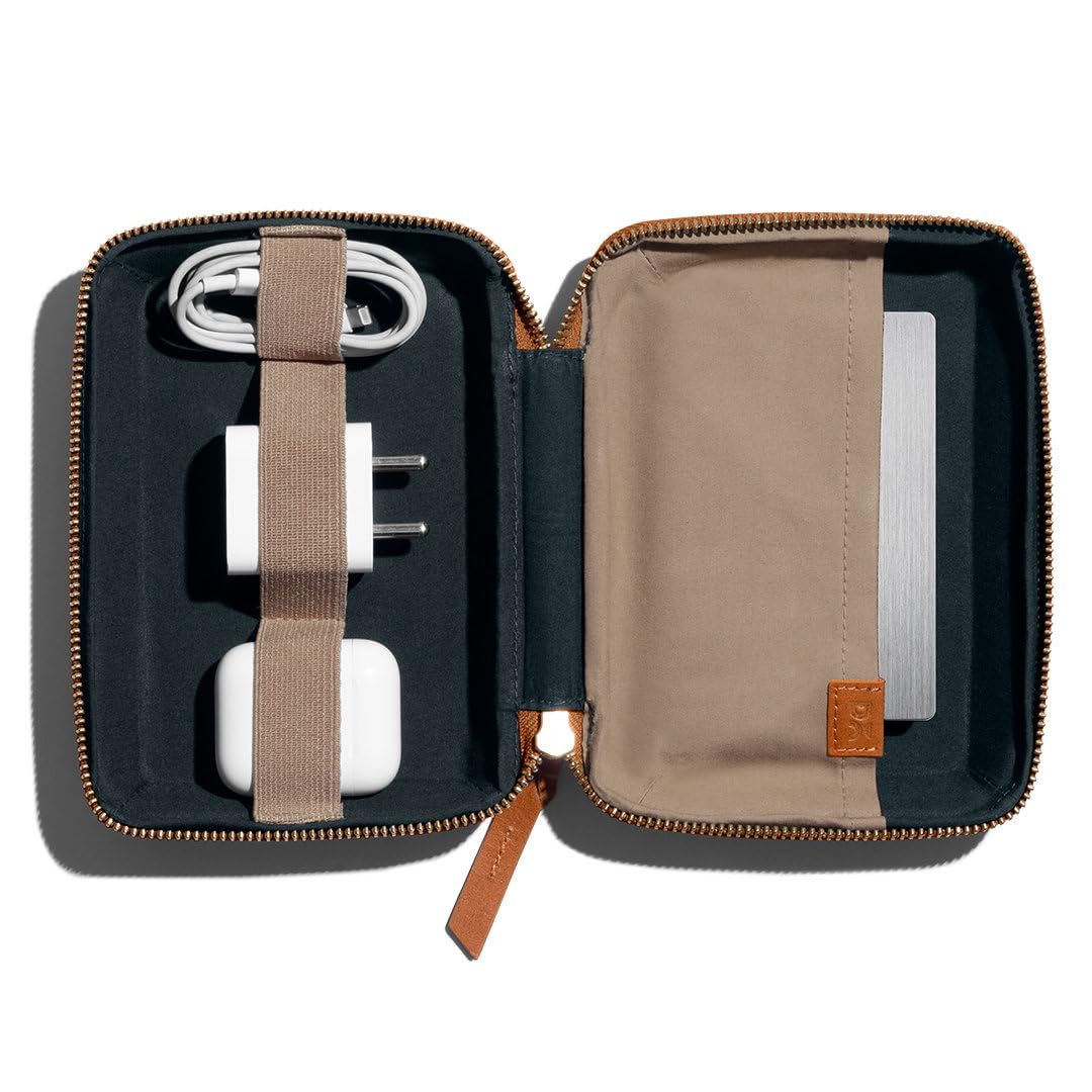 DailyObjectsLeather Travel Electronic Accessories Storage Bag Portable  Gadget Organizer Case Tech Kit Pouch for Cables, Drives, Chargers,  Adapters