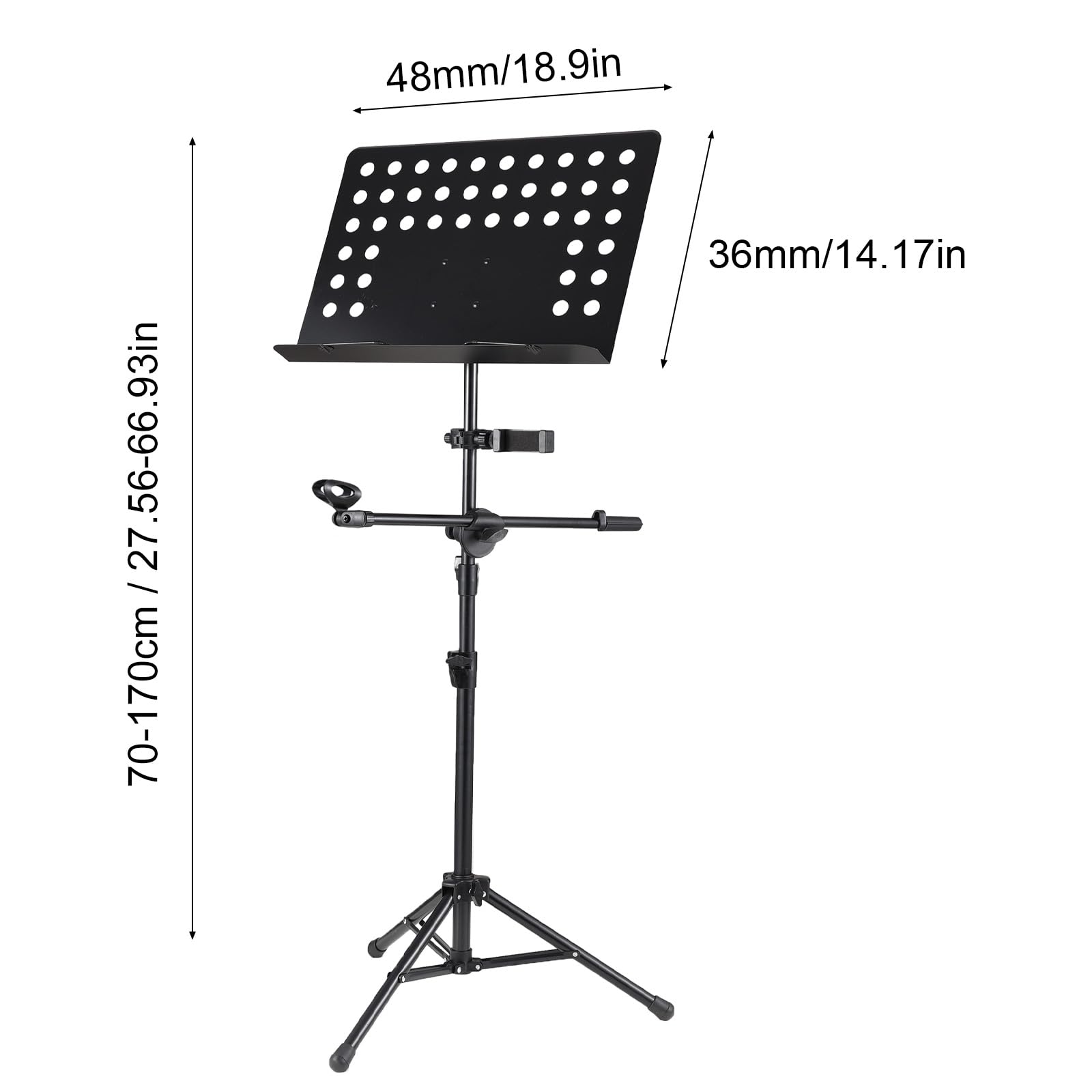 Verdickter Metall-Notenständer mit Verstellbaren Knöpfen, Zusammenklappbares Design, Stabile Dreieckige Halterungsbasis, Professioneller Stativständer für Klavier, Violine, Gitarre,