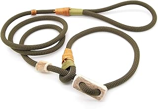 Retriever-Leine/Moxonleine Elegant-Style | handgefertigte Hundeleine aus Tau mit Halsbandfunktion & Horn-Stopper | 8mm – besonders leicht & handlich | Training, Alltag & Spaziergang