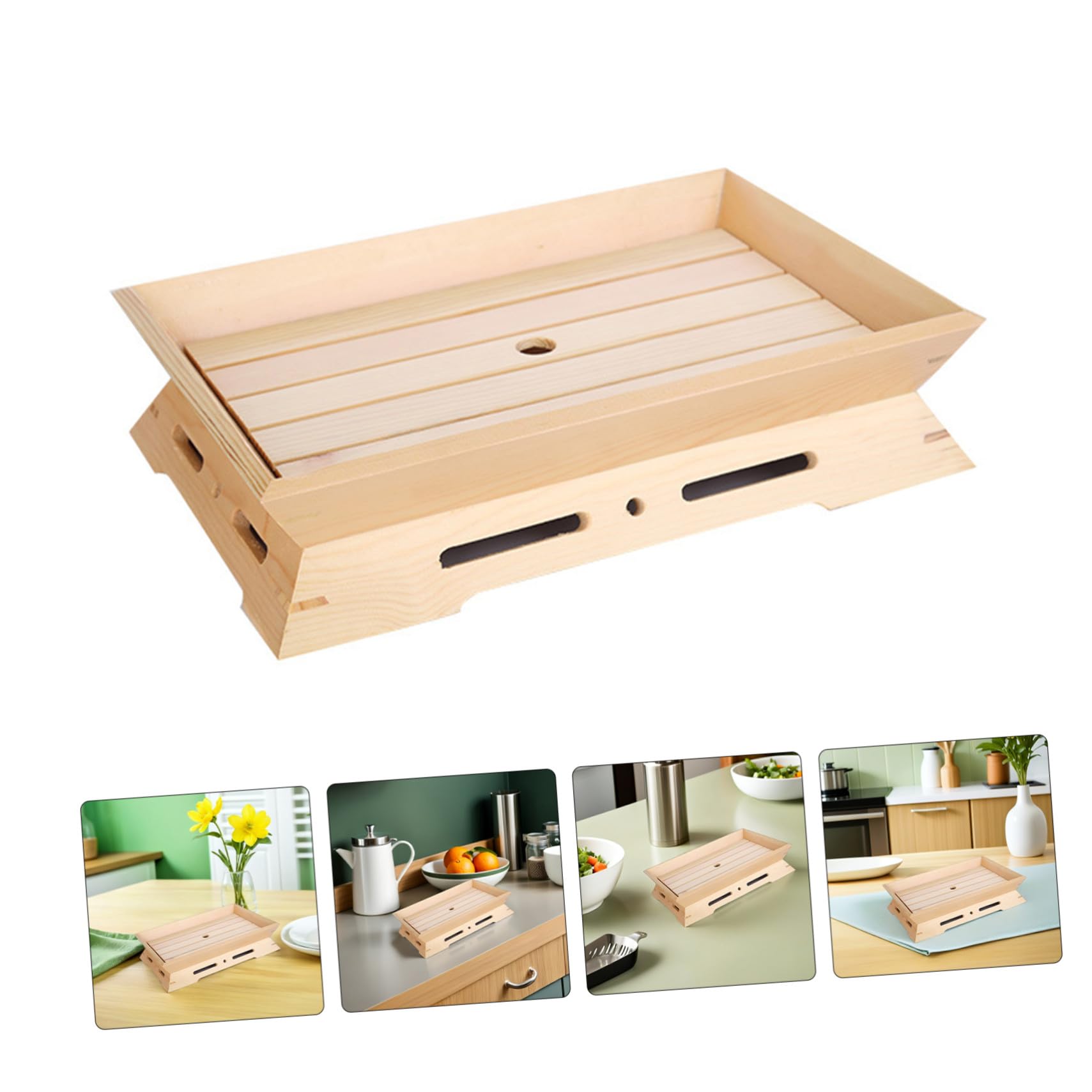 COLLBATH Assiette de Sushis Geta en Bois Rectangulaire Lot de 2