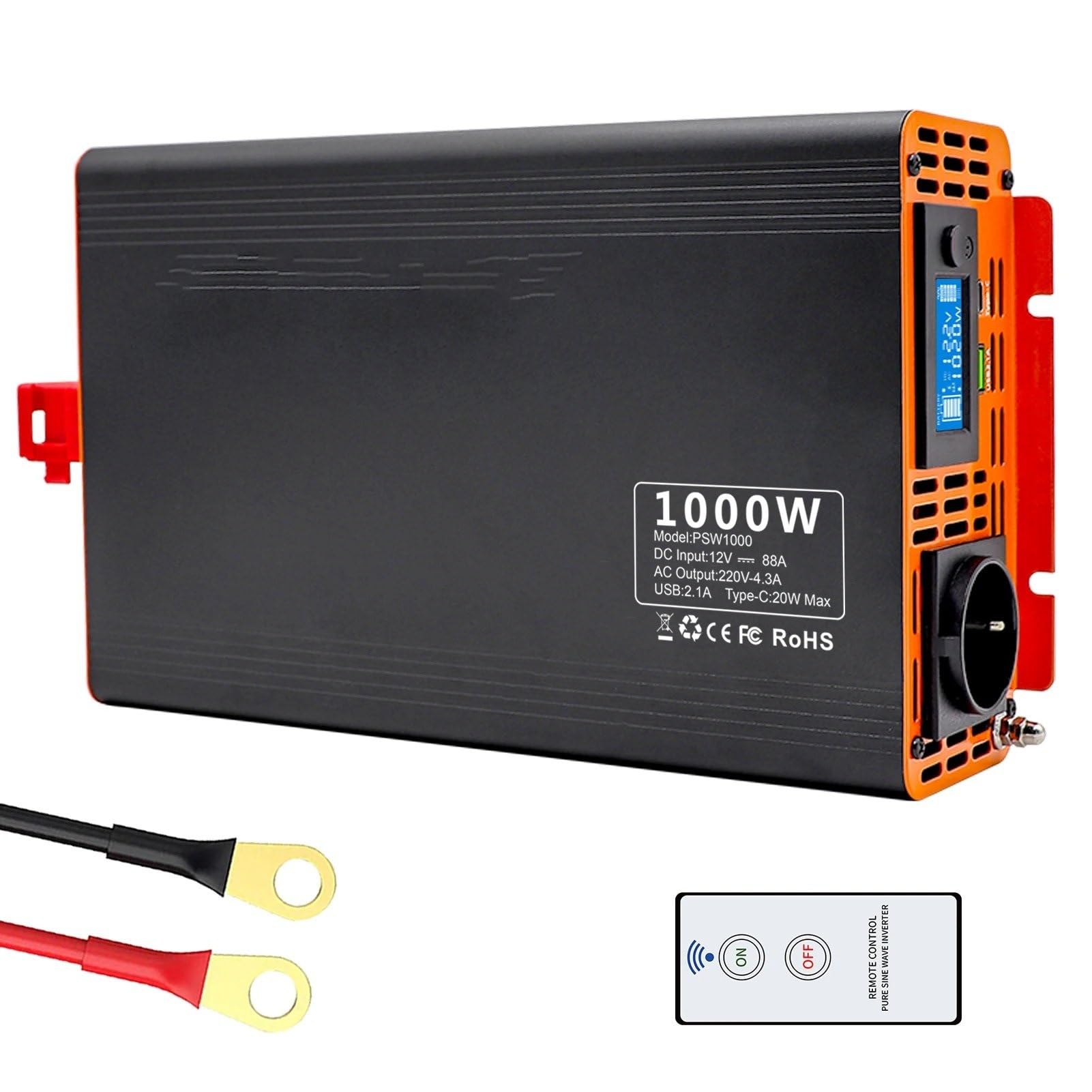 Inversor de Corriente Inversor De Onda Sinusoidal Pura Serie PSW 4000W CC 12V ~ 60V A CA 220V Potencia Continua 2000W(DC12V 1000W)