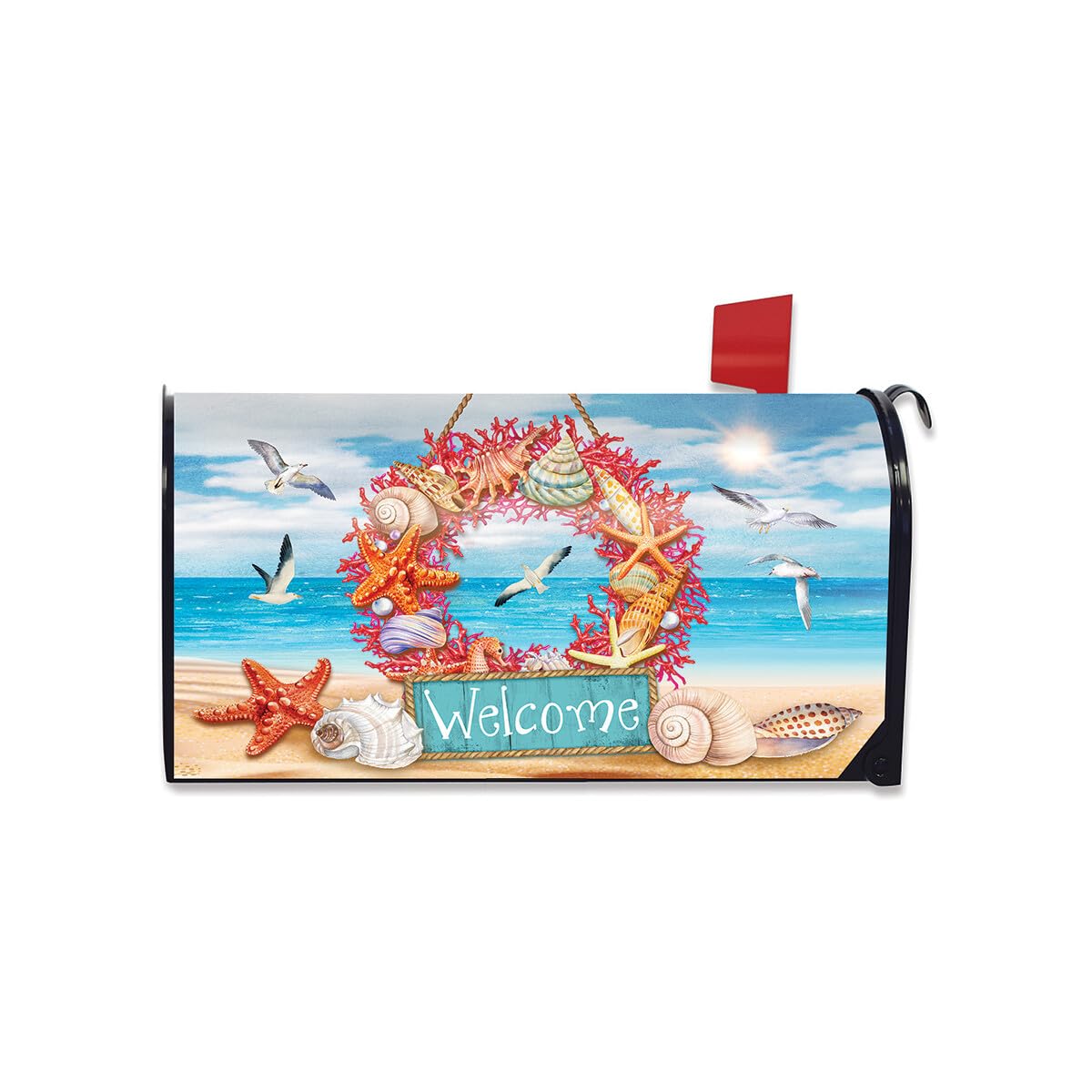 Briarwood Lane Summer Mailbox Cover - Standard Size - Coral Wreath for Summer Mailbox Cover