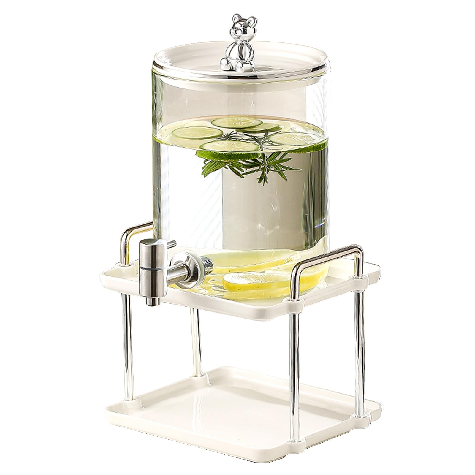 Dozownik napojów ze szkła borokrzemowego z czopem, 3,6 l, słoik na sok, 2-poziomowy stojak na lemoniadę, mrożoną herbatę i napoje imprezowe, idealne akcesorium do lodówki kuchennej