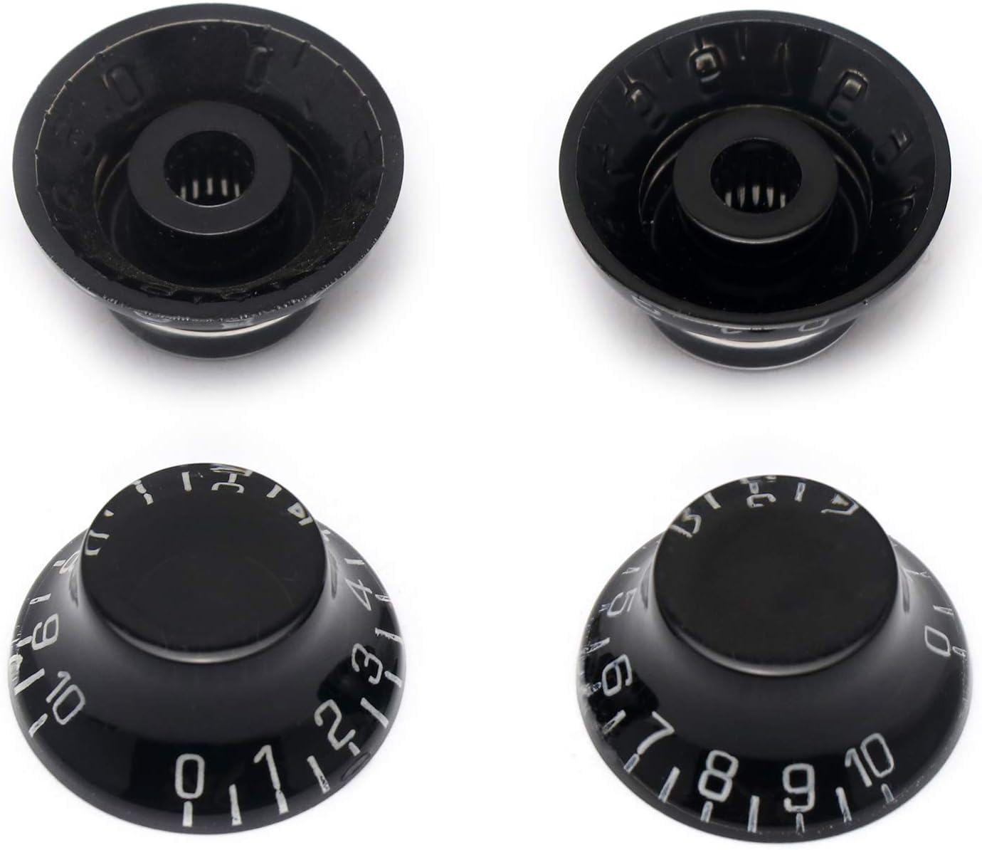 Metallor Electric Guitar Top Hat Knobs Speed Volume Tone Control Knobs Compatible with Les Paul LP Style Electric Guitar Parts Replacement Set of 4Pcs Black