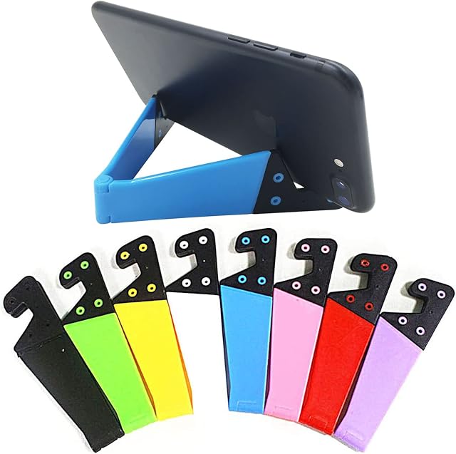 VOVIGGOL Portable Mobile Phone Stand for Desk 8 Pack, Foldable Pocket Travel Desk Phone Holder, Upgrade Universal V Smartphone Kickstand Mount Compatible with iPhone iPad Tablet Kindle Android