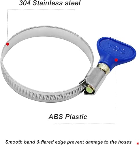 Miniatura 5 de Paquete de 10 abrazaderas de manguera de acero inoxidable, tornillo de pulgar, abrazadera de manguera ajustable, 1.260-1.969 in (1-14 a 2 pulgadas),