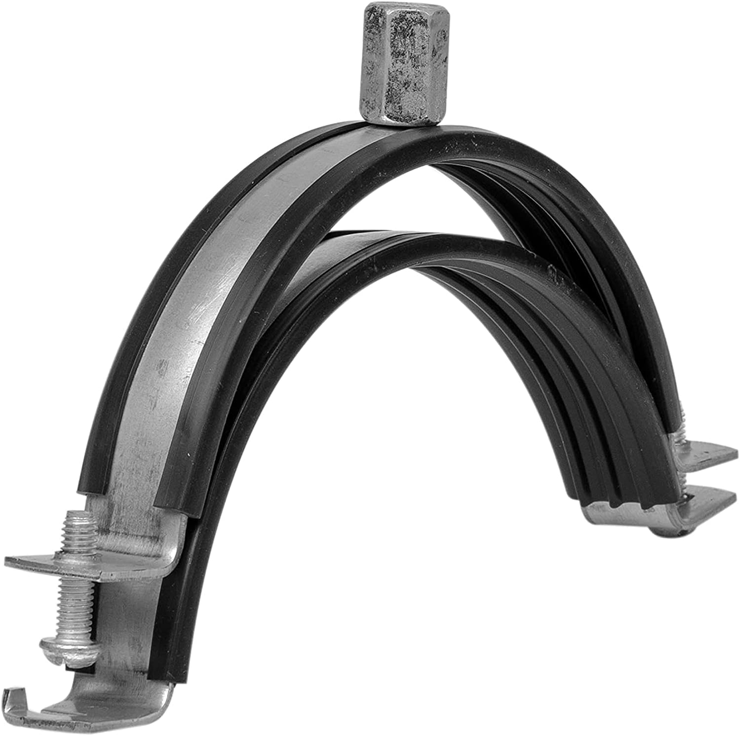 4" Inch Galvanized Pipe Hanger with Rubber - Conduit Mounting Clamp - PVC Tube Brackets - Metal Pipe Clamps - Tube Wall Mounting Bracket Clamp - Rigid Conduit Holder - 4in Pipe Clamp